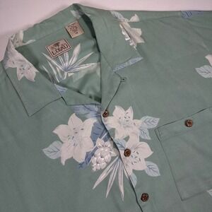 Luau Men's XXL 100% Finest Silk Shirt AOP Floral Hawaiian Camp Short Sleeve